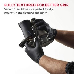 Venom Steel Industrial Nitrile Gloves, Chemical Resistant Disposable Black Glove