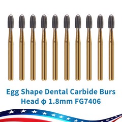 10 Pcs Dental Tungsten Carbide Burs Trimming & Finishing Bur 7406 19mm Egg shape