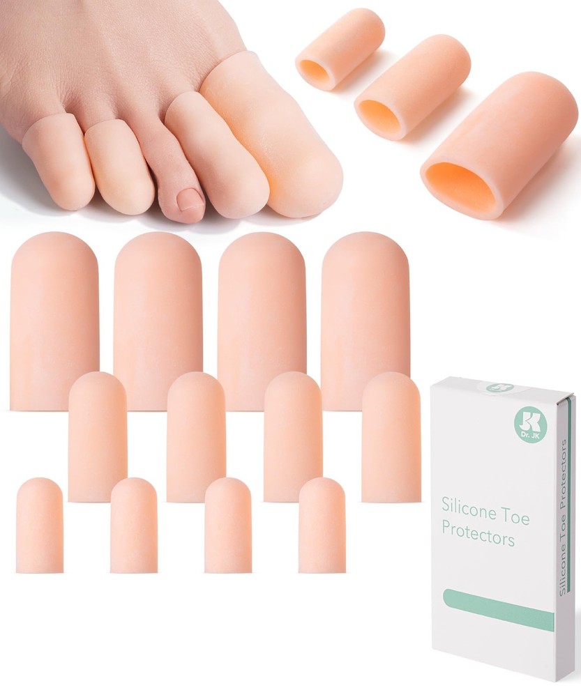 Dr. JK- Silicone Toe Protectors for Men & Women, 6 Pairs, Multi Size, Skin