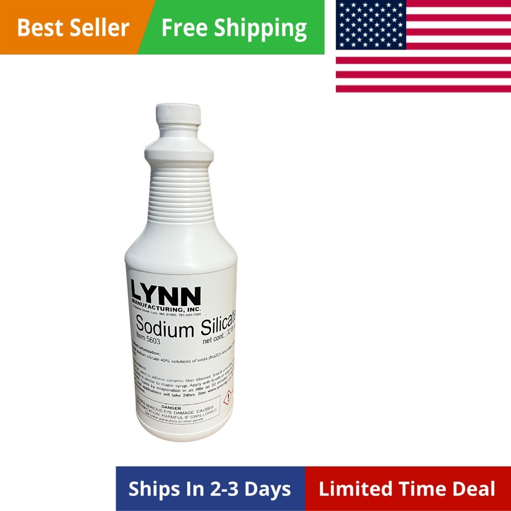 High Temperature Adhesive, 2000F Rated, Sodium Silicate, Water Glass, 40% Sol…