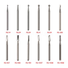 15 Types Dental Carbide Bur Drill FG Tungsten Round for High Speed Handpiece DN