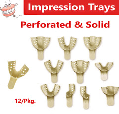 Dental Impression Trays Perforated Plastic Upper Lower, Beige, All Sizes, 12/Bg