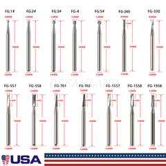 USA Dental Carbide Burs FG Round 19mm/Surgical Burs 25mm 40 Types For High Speed