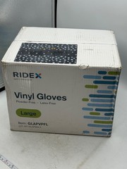 RIDEX Vinyl Gloves Large 1000 Count 10×100 Powder Free Latex Free Ambidextrous