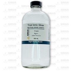 True Free Silver Ions (Ag++): 10 ppm, 99.99+% Purity – 500 mL in Glass