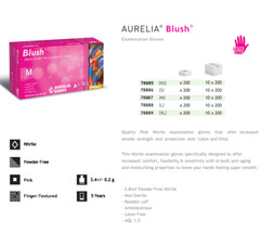 Aurelia Blush Pink Nitrile Exam Gloves – Powder-Free, Latex-Free, 2.5 mil 200/Bx