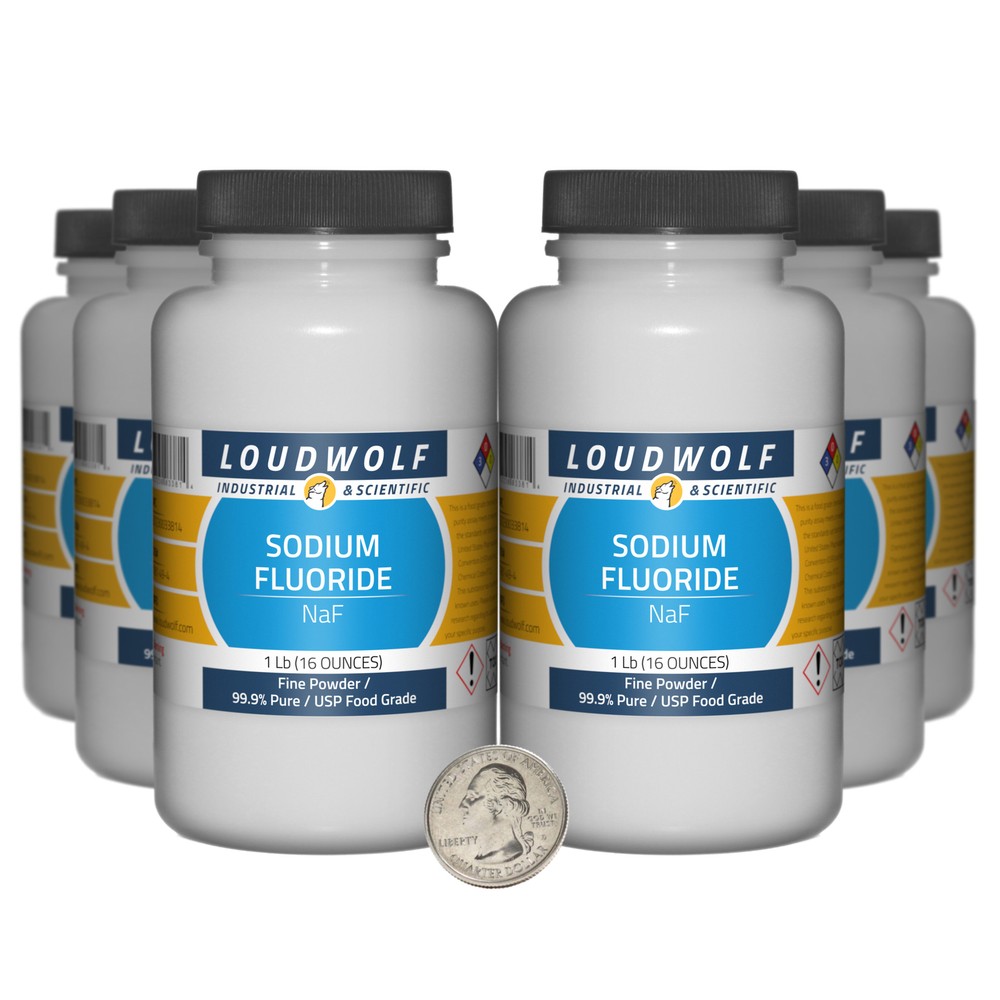 Sodium Fluoride / 6 Pounds / 6 Bottles / 99.9% Pure USP Food Grade / Fine Powder
