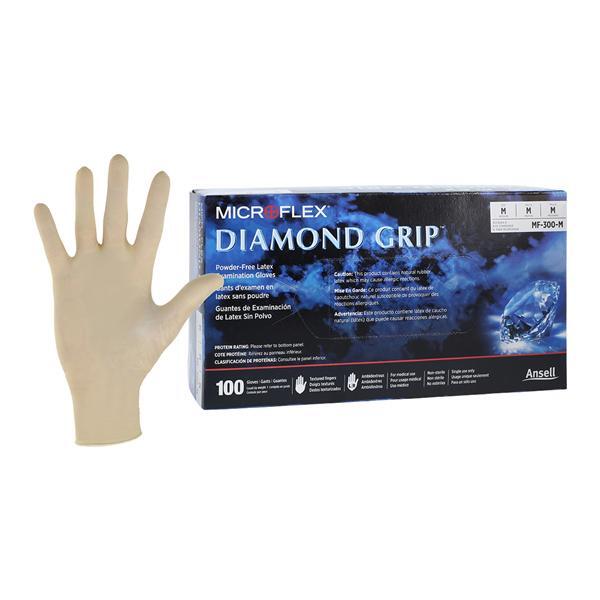 Microflex MF-300-M Diamond Grip Latex Gloves Medium PF 100/Bx