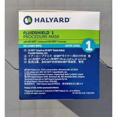 Case of 500 Halyard Fluidshield Level 1 Procedure Masks Yellow 25867 – 10 Boxes