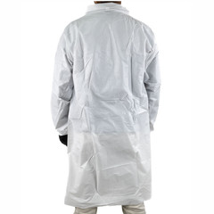 25-50 Microporous 50G White Medical Disposable Lab Coat Elastic Wrists No Pocket