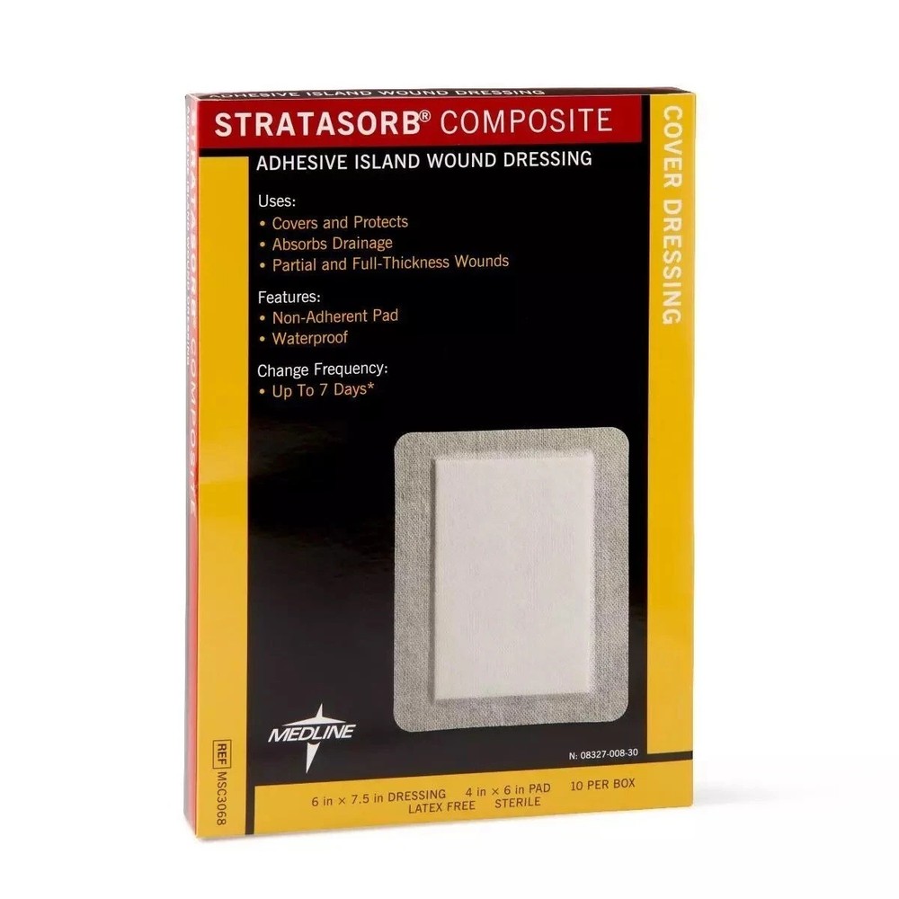 Medline Stratasorb Composite Island Dressing 6 X 7.5 Lot of 10 , MSC3068