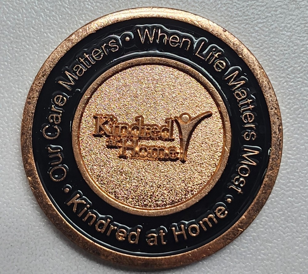 Vintage Kindred at Home Challenge Coin, Corporate Employee Recognition Medal