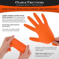 Duratection 8Mil Super Duty Diamond Textured Nitrile Gloves, Box of 100, X-Large