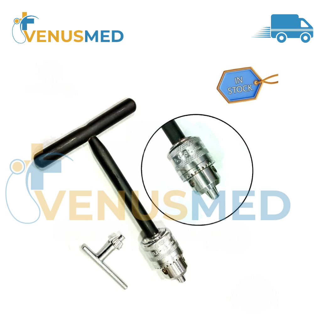 Hand Drill With Chuck T-Handle & Key Orthopedic Surgical Instruments