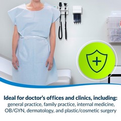 Blue Disposable Medical Gowns Open Back Waist Tie Short Sleeve Pack Of 50