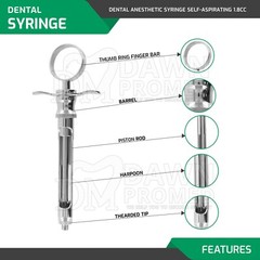 4 German Grade Dental Anesthetic Syringe Self-Aspirating 1.8CC-Surgical Inst