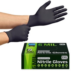 Inspire Black Nitrile Gloves Heavy Duty 6 Mil Nitrile Chemical Resistant