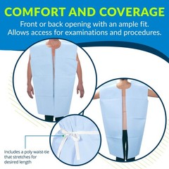Blue Disposable Medical Gowns Open Back Waist Tie Short Sleeve Pack Of 50