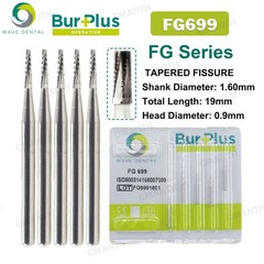 US WAVE Dental Burs Carbide Burs Tapered Fissure FG Cross Cut Bur Fit High Speed