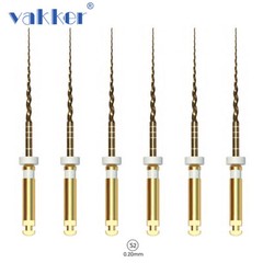 6/pk Vakker Dental Endo Rotary Files NITI Gold Taper Files Assorted 21/25/31mm