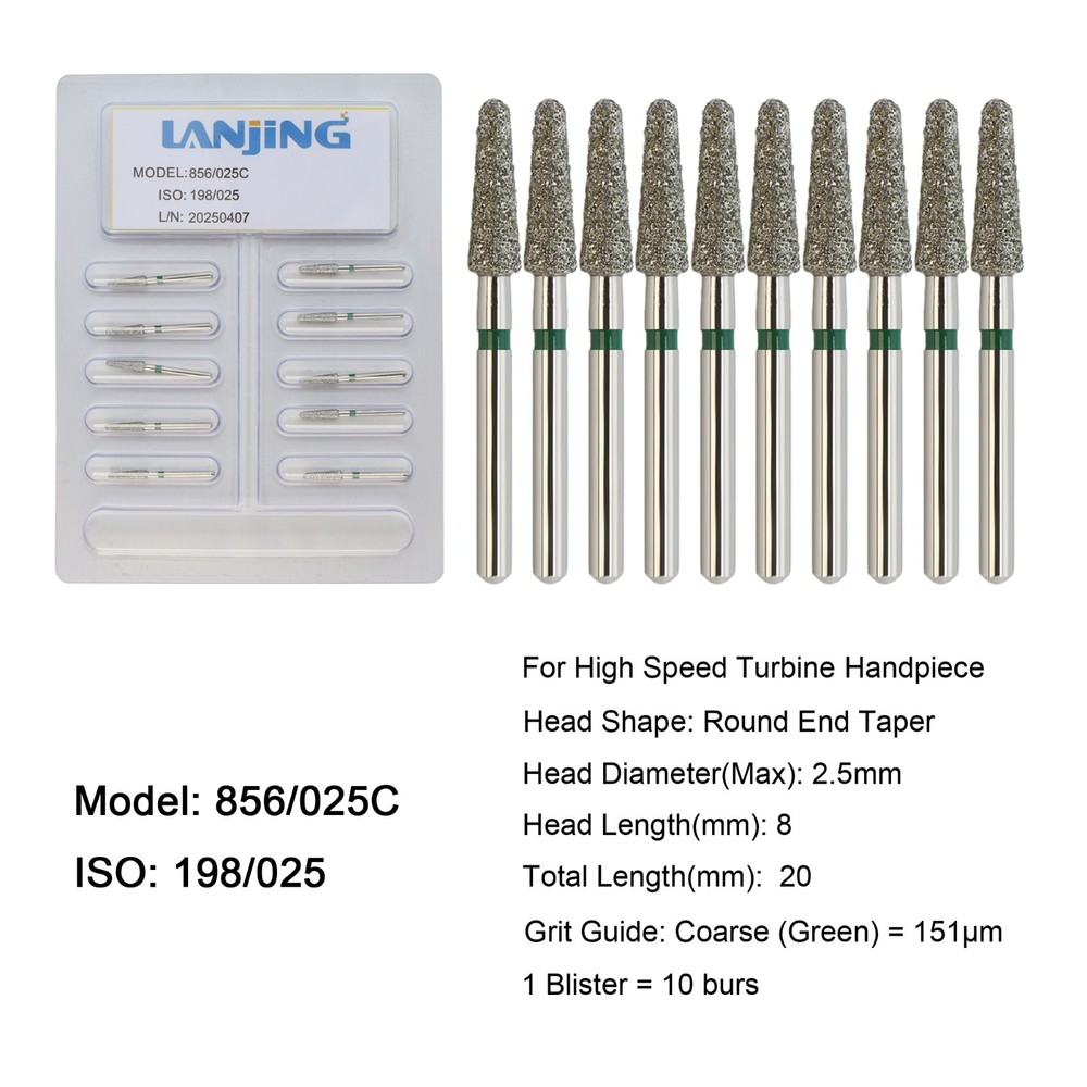 Dental Diamond Burs FG Round End Taper Football Barrel Pear Coarse Fine 856 379