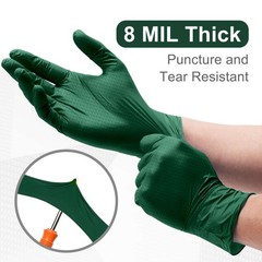 Green 8 Mil Nitrile Gloves X Large 100 Pack – Heavy Duty Mechanic Gloves, wit…