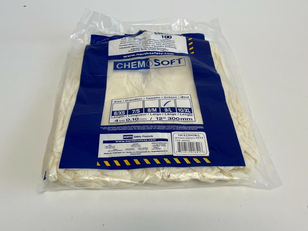 U10: Pack of 100 North Chemsoft CS042W Gloves Size 9 Large