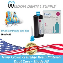 Temp Crown & Bridge Material 1:1 Ratio 50 ml Cartridge & Tips, A3 – Exp. 2024-12