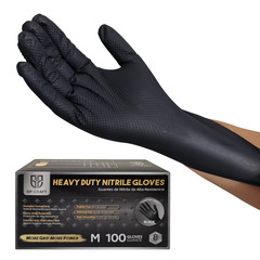 GP Craft Black Large Nitrile Gloves Diamond 8Mil Disposable Latex Free 1000/Case