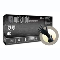 MidKnight Nitrile Exam Gloves: X-Small, 100/Bx, Black, Powder-Free
