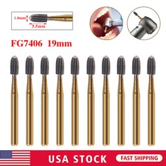 10 Pcs Dental Tungsten Carbide Burs Trimming & Finishing Bur 7406 19mm Egg shape