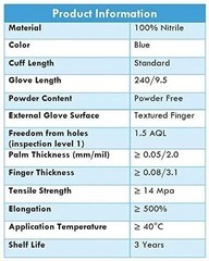 Blue Nitrile Medical Gloves Powder Free & Latex Free Disposable | 3 mil