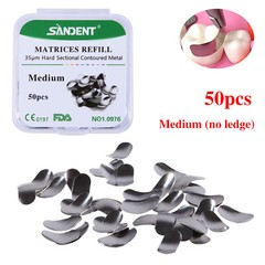 50pc Dental Metal Matrices Matrix Band Sectional Contoured Refill Thickness 35μm