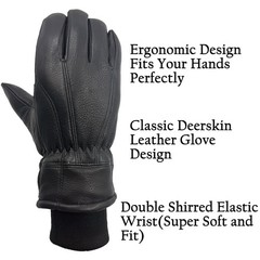 Skydeer 100 Full Grain Deerskin Leather Winter Gloves For Men And Women Warm