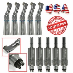10*NSK Style Dental Low Slow Speed Contra Angle 4Hole Air Motor Handpiece Silver