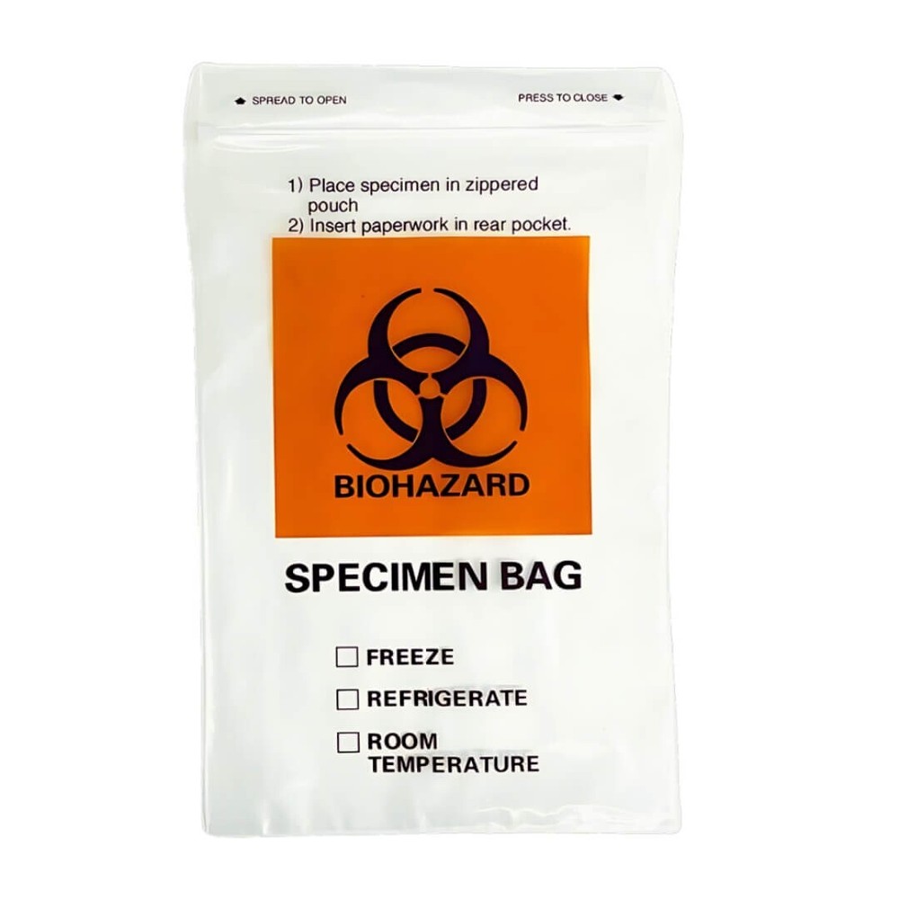 6″ x 9″ 2MIL Biohazard Bag, Specimen Ziplock Dual Pocket bag, 100/PK X 20
