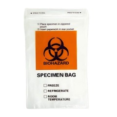 6″ x 9″ 2MIL Biohazard Bag, Specimen Ziplock Dual Pocket bag, 100/PK X 20