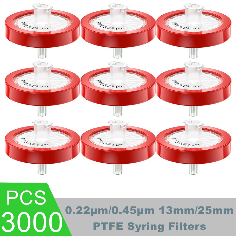 3000pcs PTFE Membrane Syringe Filters 13mm/25mm Diameter 0.22um/0.45μm Pore Size