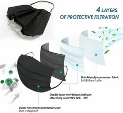 50/100 PCS 4 Layers Black Face Mask Mouth & Nose Protector Disposable Masks