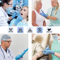 Blue Medium Nitrile Gloves Pack of 1000 Latex Free Powder Free SafeHealth