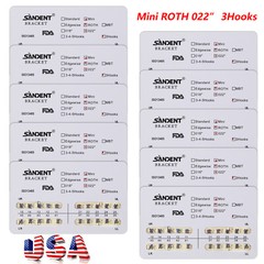 10 Packs Dental Orthodontic Brackets Braces Mini Roth 022 Slot 3 hooks #3 USA OR