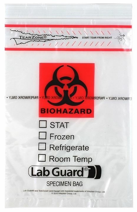 Medegen 4914 TearZone Biohazard Lab Guard Specimen Bag 6 x 9 ~ 600 Bags/ 6 Packs