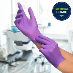 PURPLE NITRILE Gloves Powder Free Disposable Medical Exam Gloves Dental Chemo…