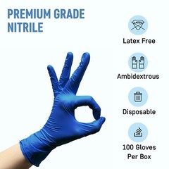 1000 4m Indigo ELECTRA BLUE Nitrile Medical Exam Gloves Lat Powder Free S M L XL