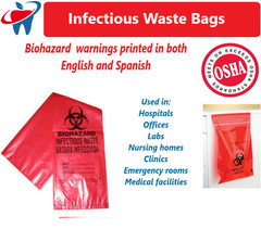 BIOHAZARD Infectious Waste Bags Red Adhesive Bag, Meets OSHA requirement