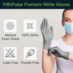 FifthPulse Cool Gray Nitrile Disposable Gloves – Latex Free food Safe Cleaning