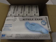 Ammex APFN46100 Exam Blue Nitrile Gloves Sz Large (Case of 1000) 10 boxes of 100