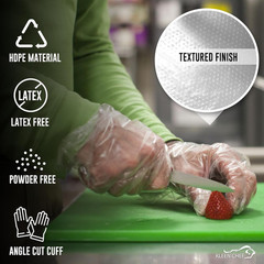 KLEEN CHEF Disposable Food Handling Long Cuff Cleaning Poly Gloves, One Size Fit