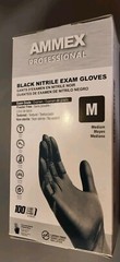 Ammex ABNPF44100 Medical Exam Nitrile Gloves, Latex Free, Black, Medium, 100-Ct.