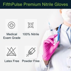 Fuchsia Hot Pink Nitrile Disposable Gloves – 50 Count – 3 Mil Large
